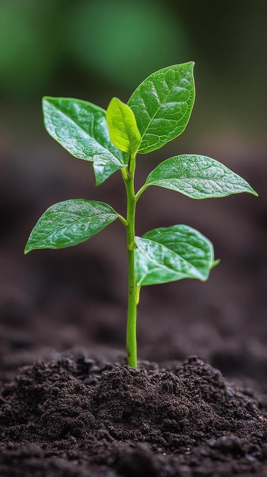 download green plant growing in soil under natural light in a home garden setting in autumn for free